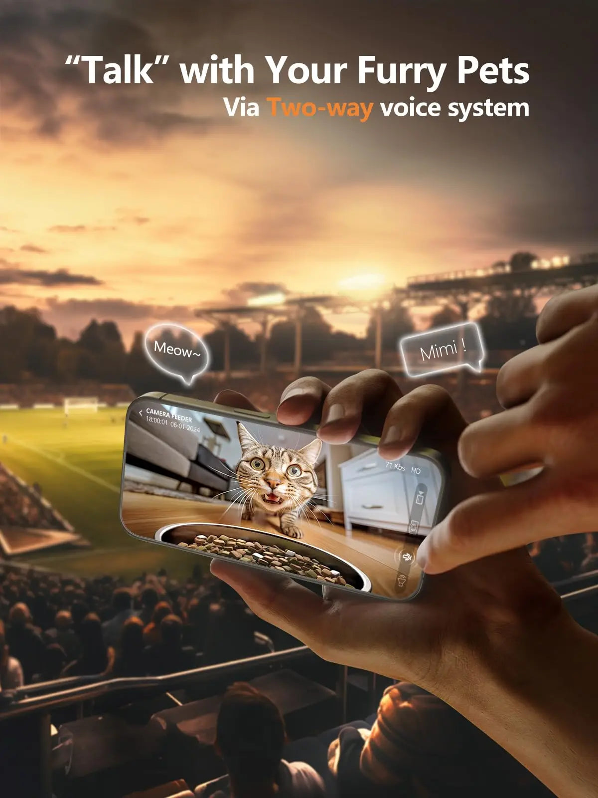 Karmnik z kamerą 1080p i noktowizją — rozmowa z pupilem, WiFi 5 GHz, 2 L lub 4 L