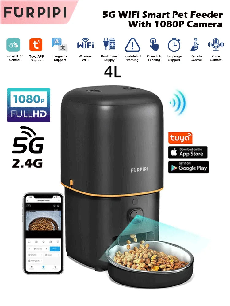 Karmnik z kamerą 1080p i noktowizją — rozmowa z pupilem, WiFi 5 GHz, 2 L lub 4 L